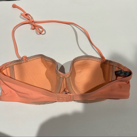 Aerie Women's Striped Halter Bikini Top Removable Strap Orange & Blue Size 34C - Picture 4 of 8
